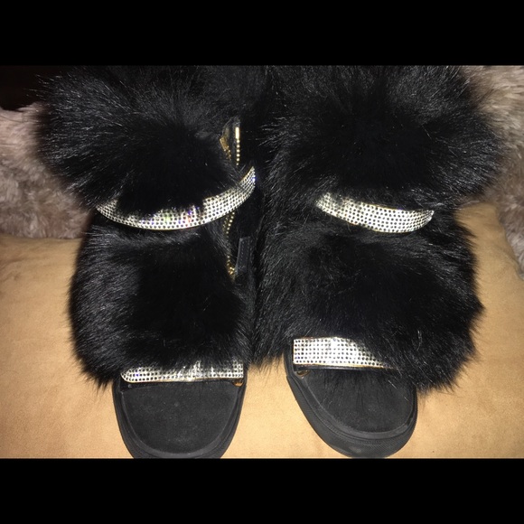 Giuseppe Fur-Trim Wedge Sneakers - Picture 4 of 8